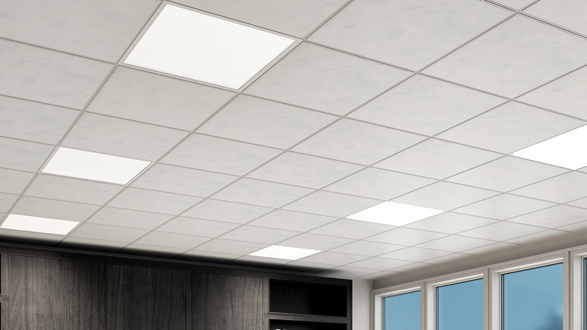 a Flat Panel LED Light in a Suspended Ceiling