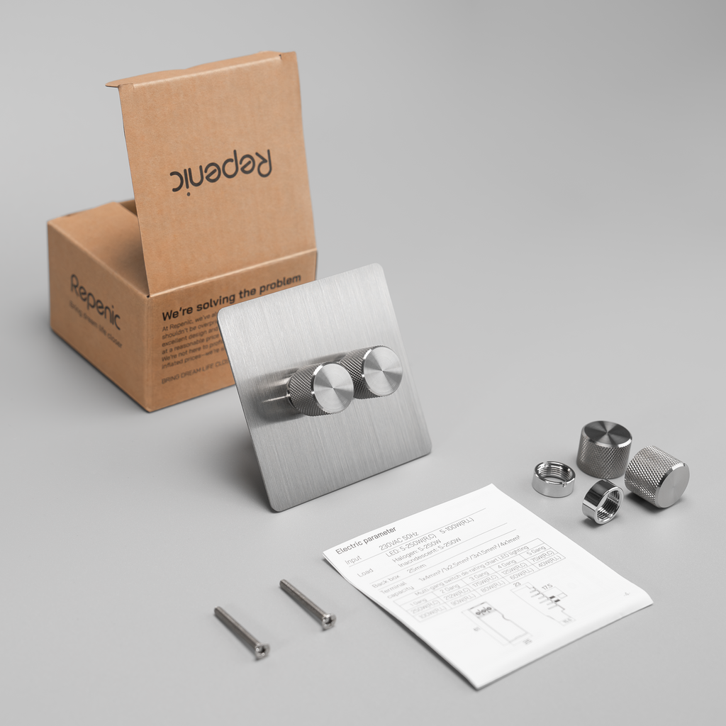 steel 2 gang led intermediate dummy dimmer