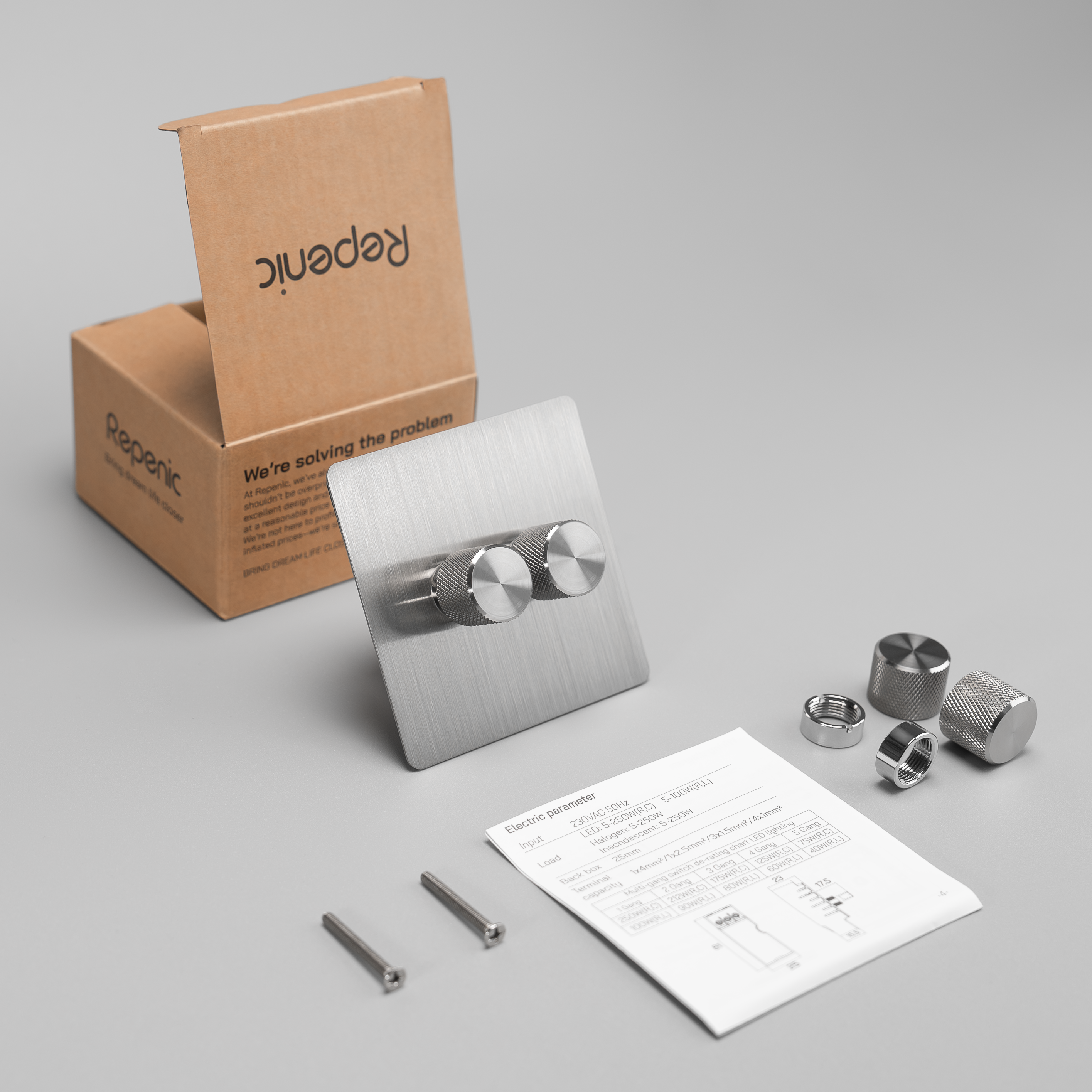 multiway steel 2 gang led dimmer