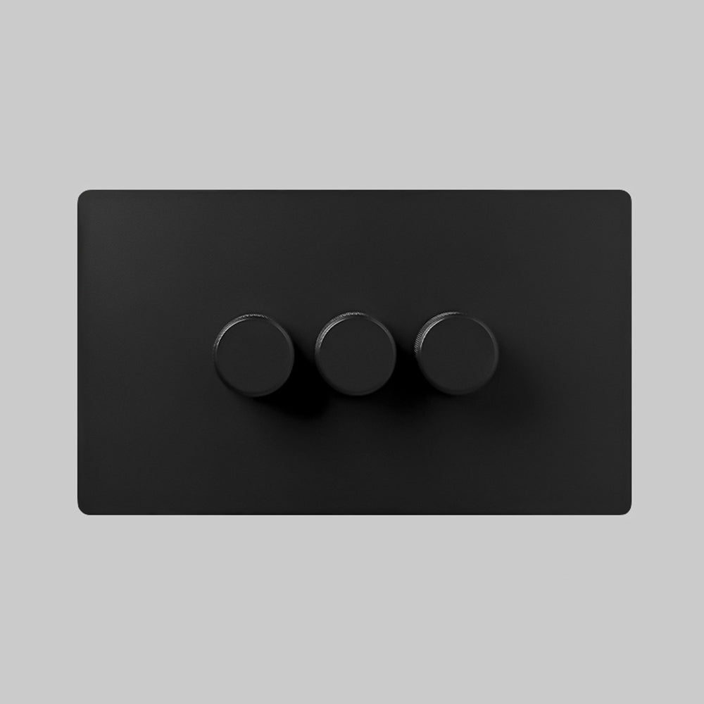 0-10v 3 gang black led dimmer switch