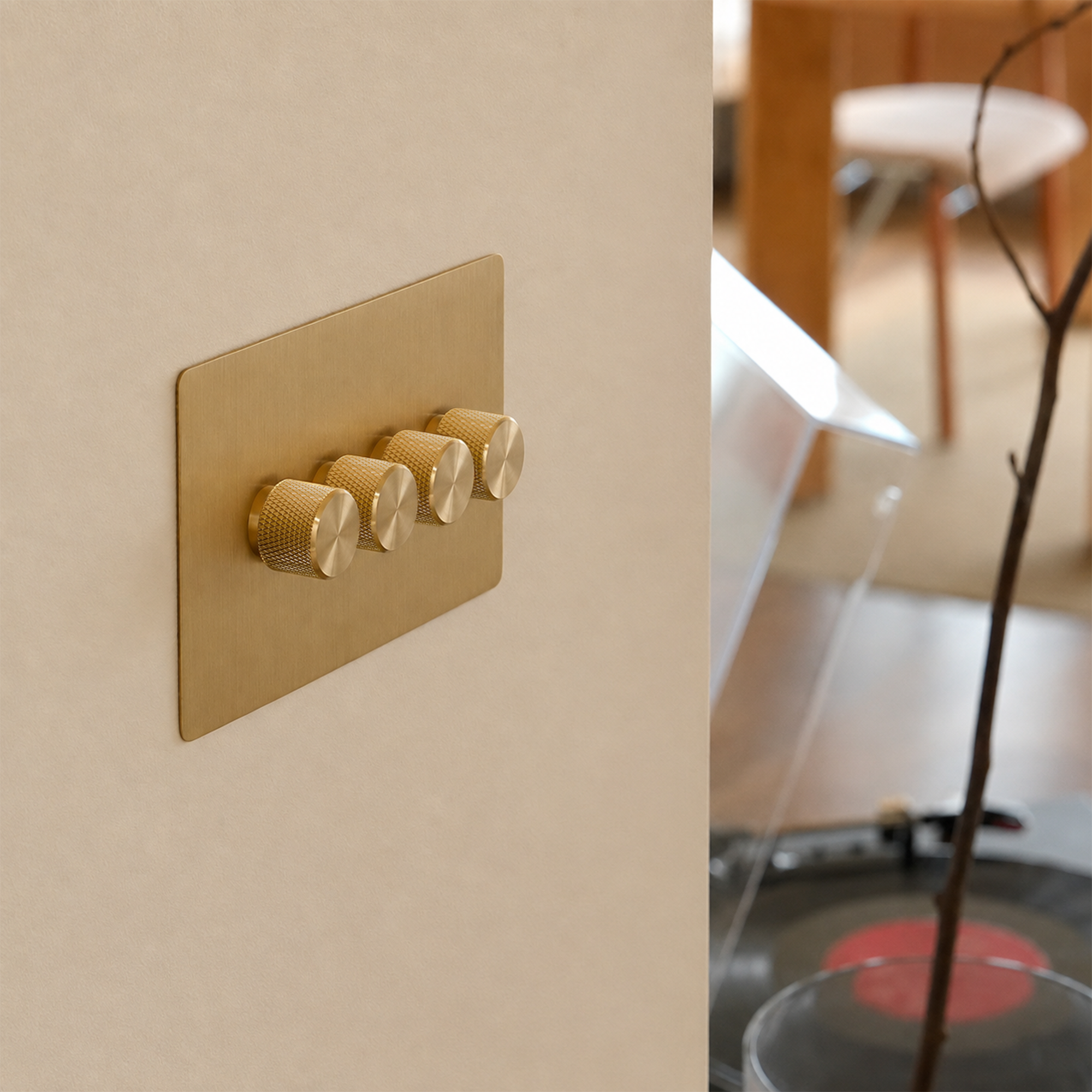 Dimmer Switch – Solid Brushed Brass (1–4 Gang)