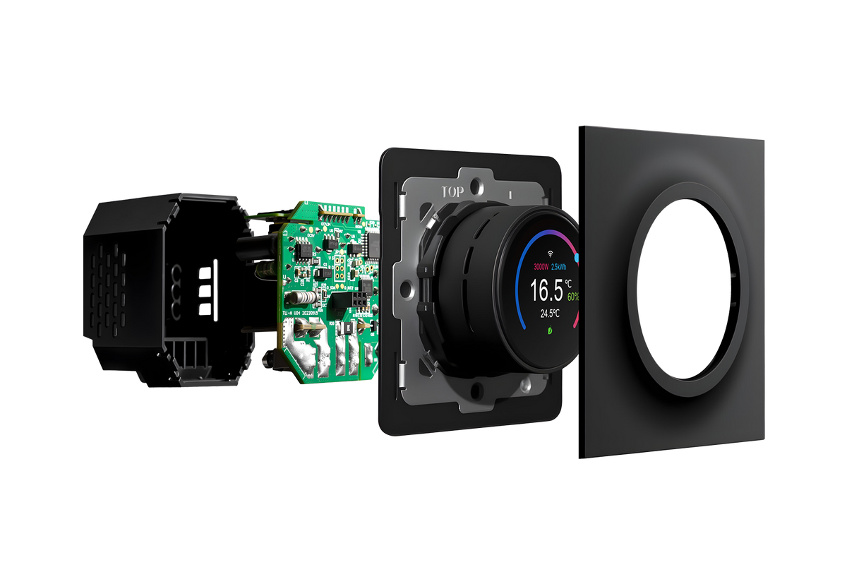 Exploded view of the Repenic underfloor heating thermostat
