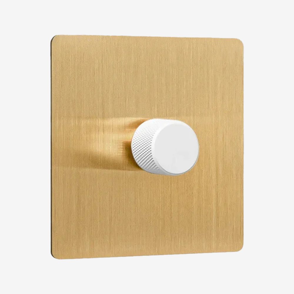 Solid Brushed Brass Multi-Way Dimmer Switch (1–4 Gang)