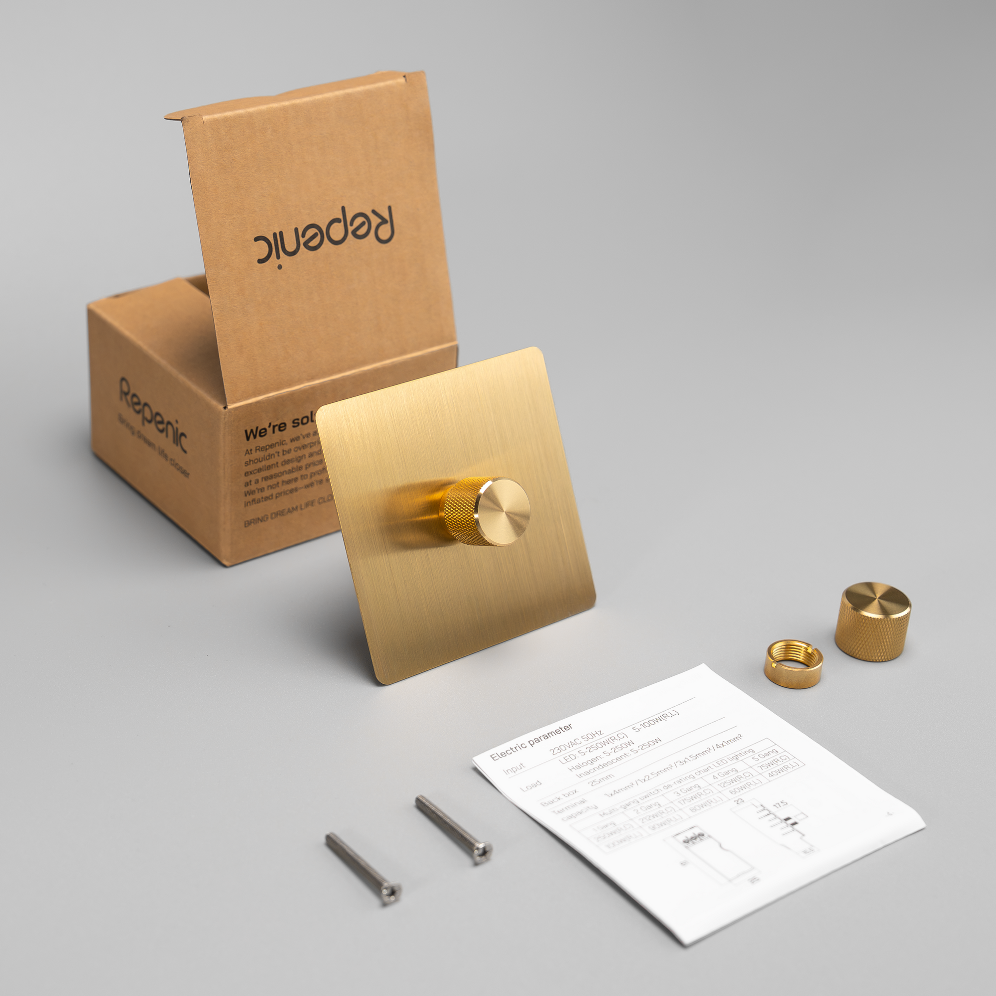 250W_1_Gang_Brass(solid brass 1 gang dimmer switch 250W)