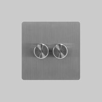 brushed steel 2 gang light switch 2 way