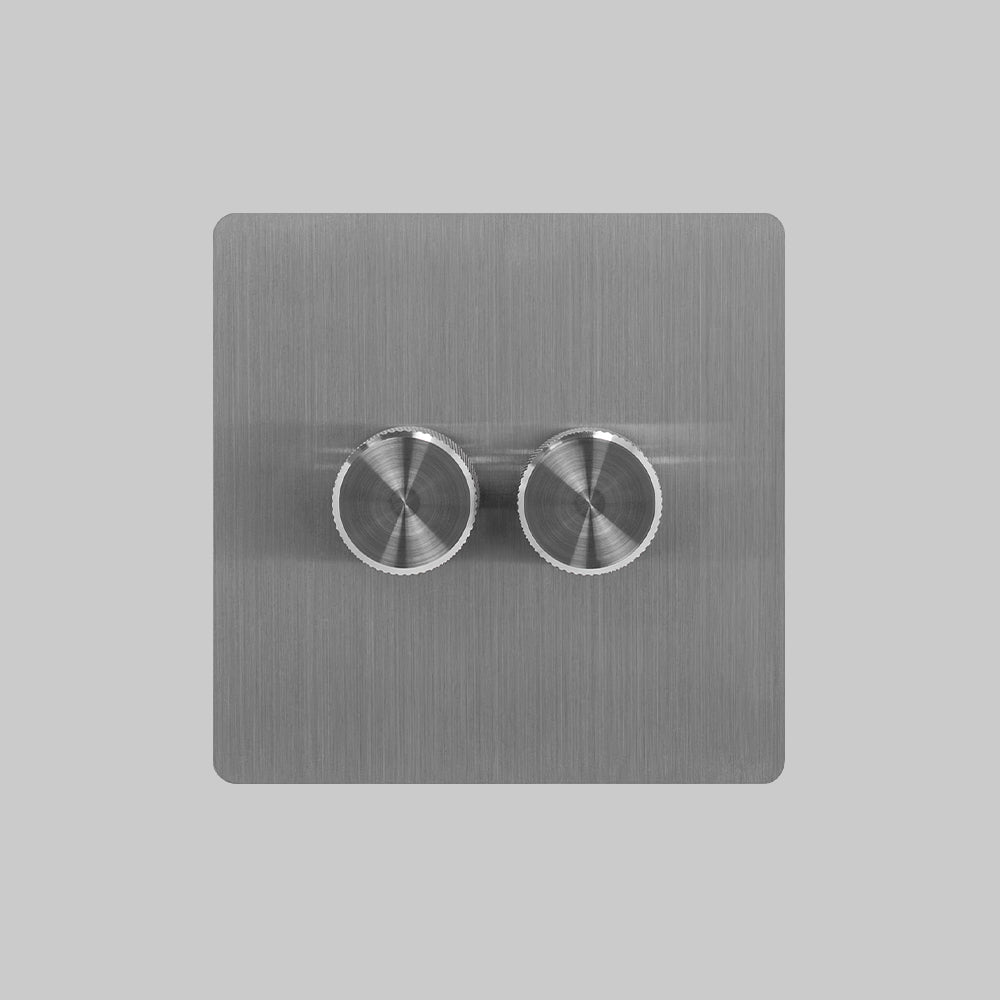 luxury brushed steel 2 gang light switch
