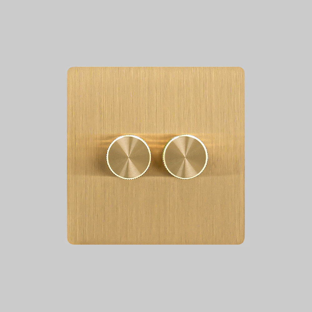 0-10v brushed brass 2 gang dimmer switch