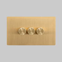 brushed brass 3 gang multiway dimmer switch