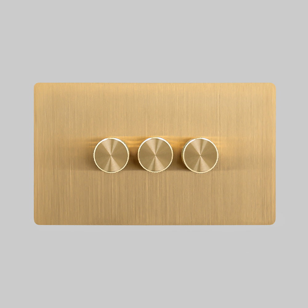 brushed brass 3 gang dimmer switch 2 way