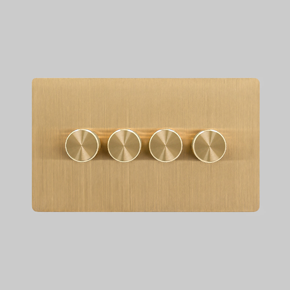 brushed brass 4 gang multiway dimmer switch