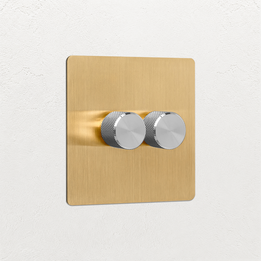Smart Dimmer Switch - Solid Brushed Brass 1-4 Gang