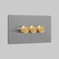 steel 3 gang dimmer switch 250W