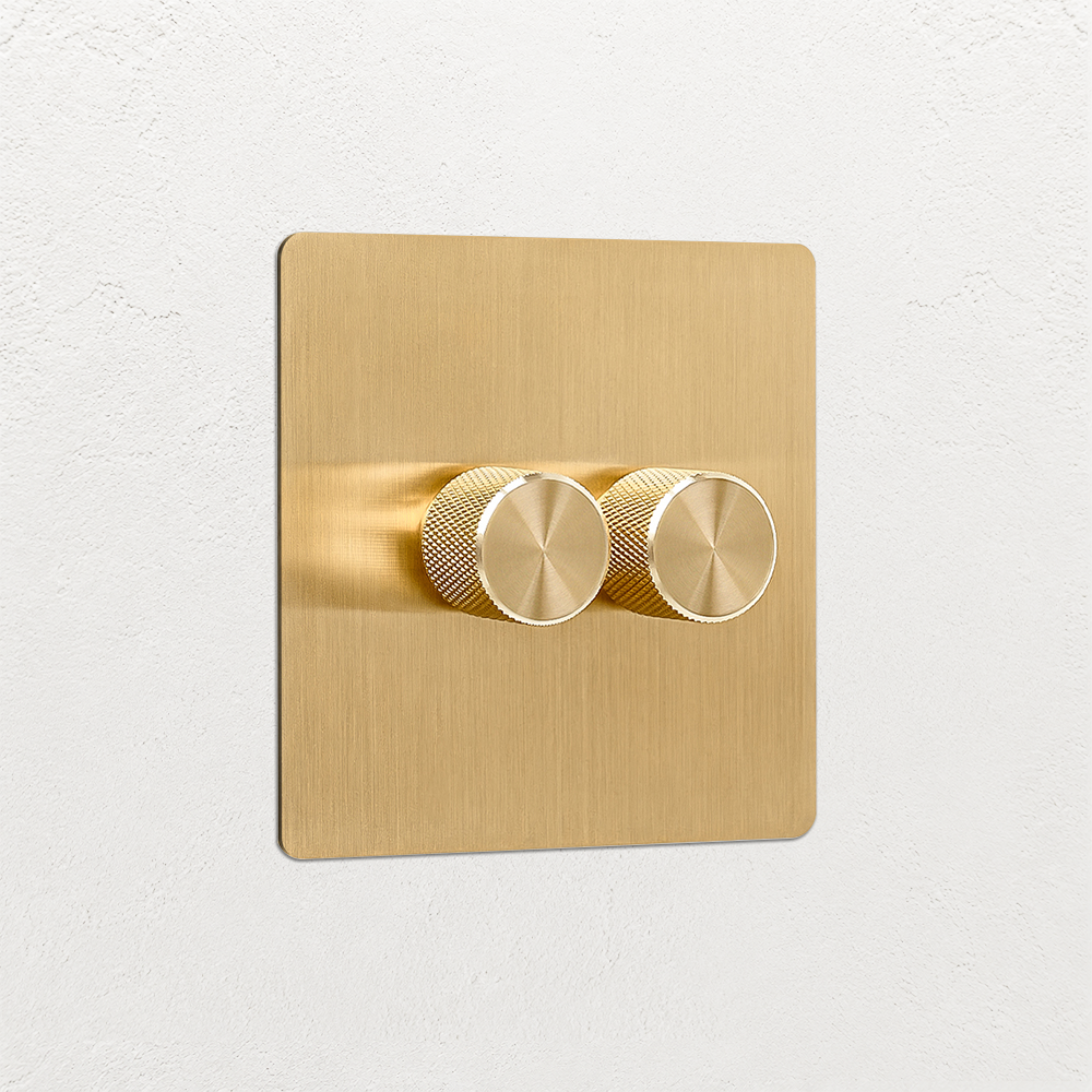 Smart Dimmer Switch - Solid Brushed Brass 1-4 Gang
