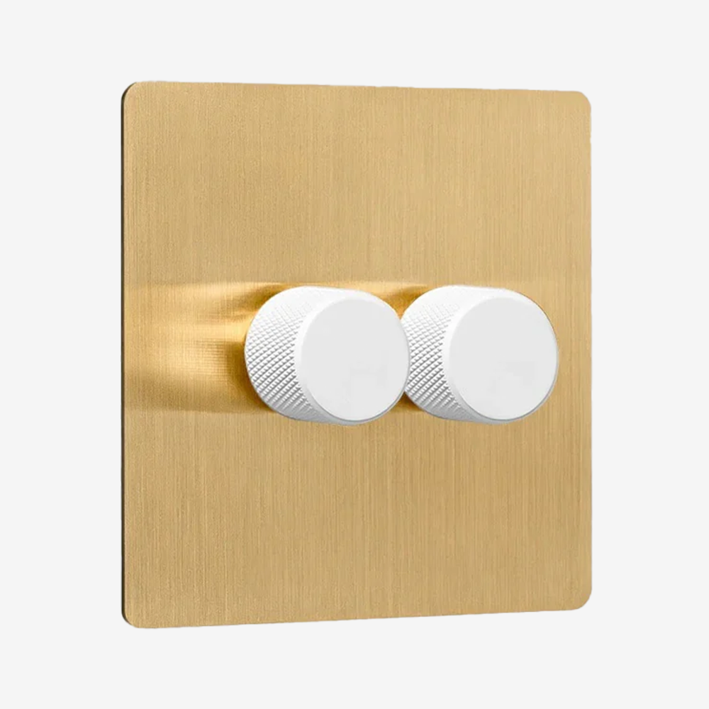 Solid Brushed Brass Multi-Way Dimmer Switch (1–4 Gang)