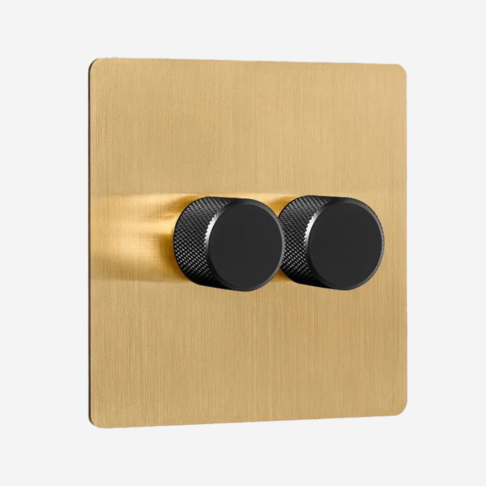 Solid Brushed Brass Multi-Way Dimmer Switch (1–4 Gang)
