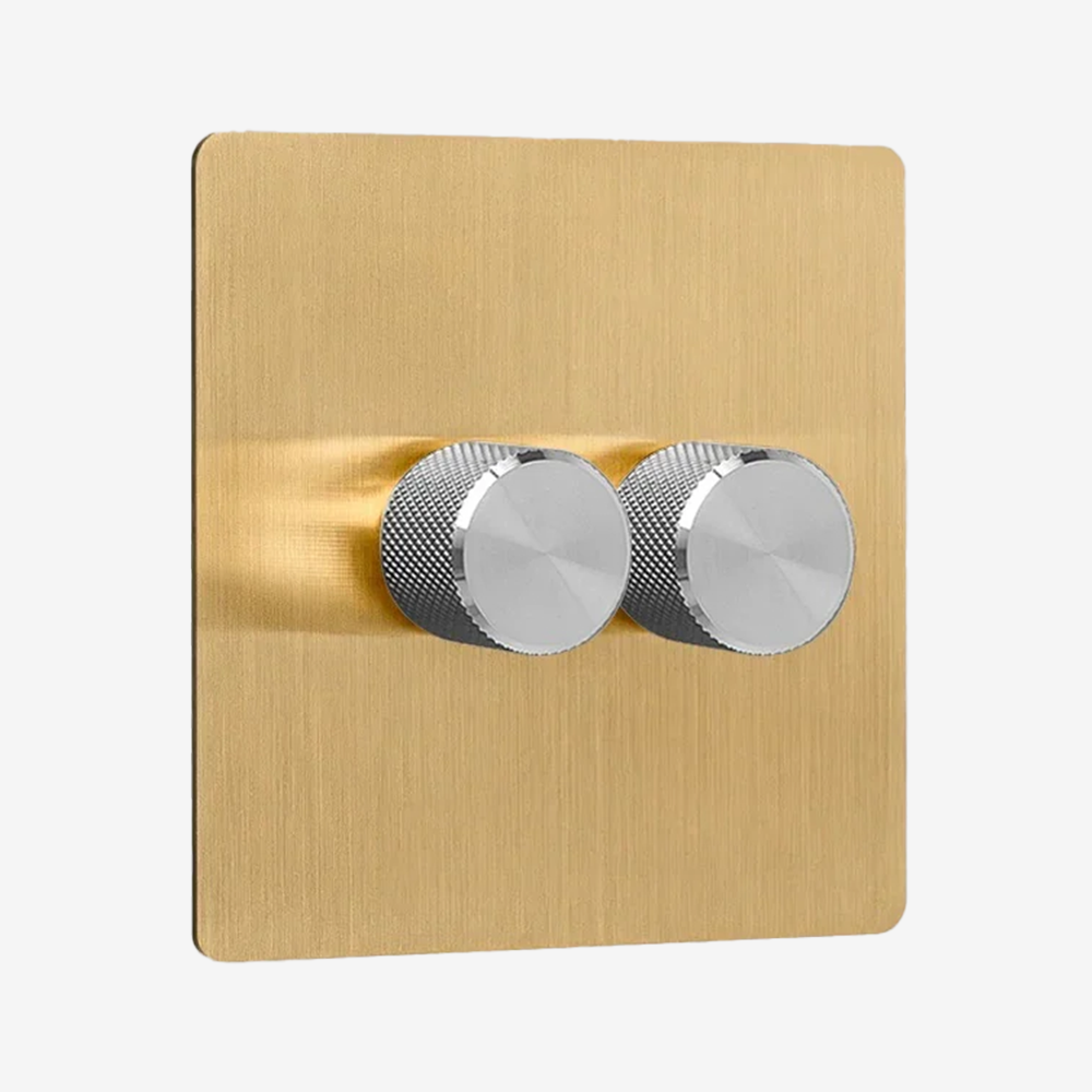Solid Brushed Brass Multi-Way Dimmer Switch (1–4 Gang)