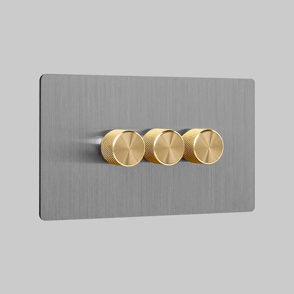 steel 3 gang dimmer switch 400W