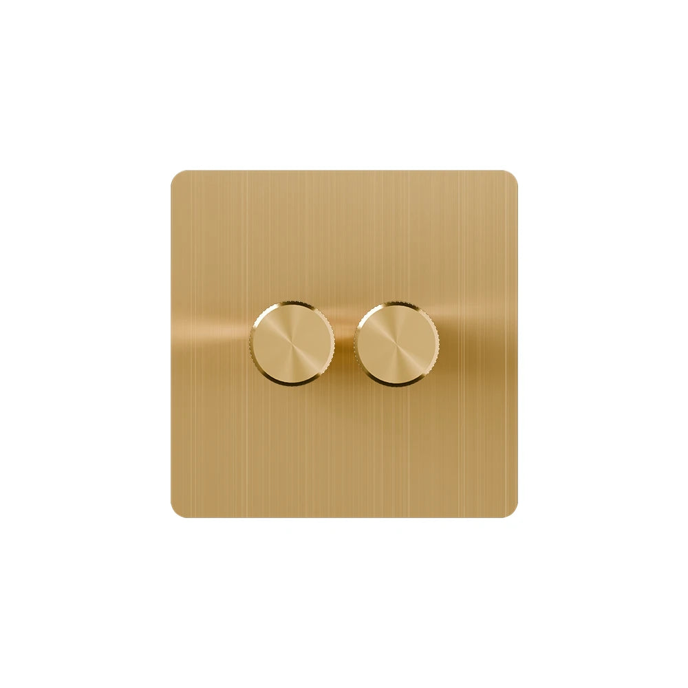 Smart Dimmer Switch - Solid Brushed Brass 1-4 Gang