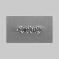 brushed steel 3 gang light switch 2 way