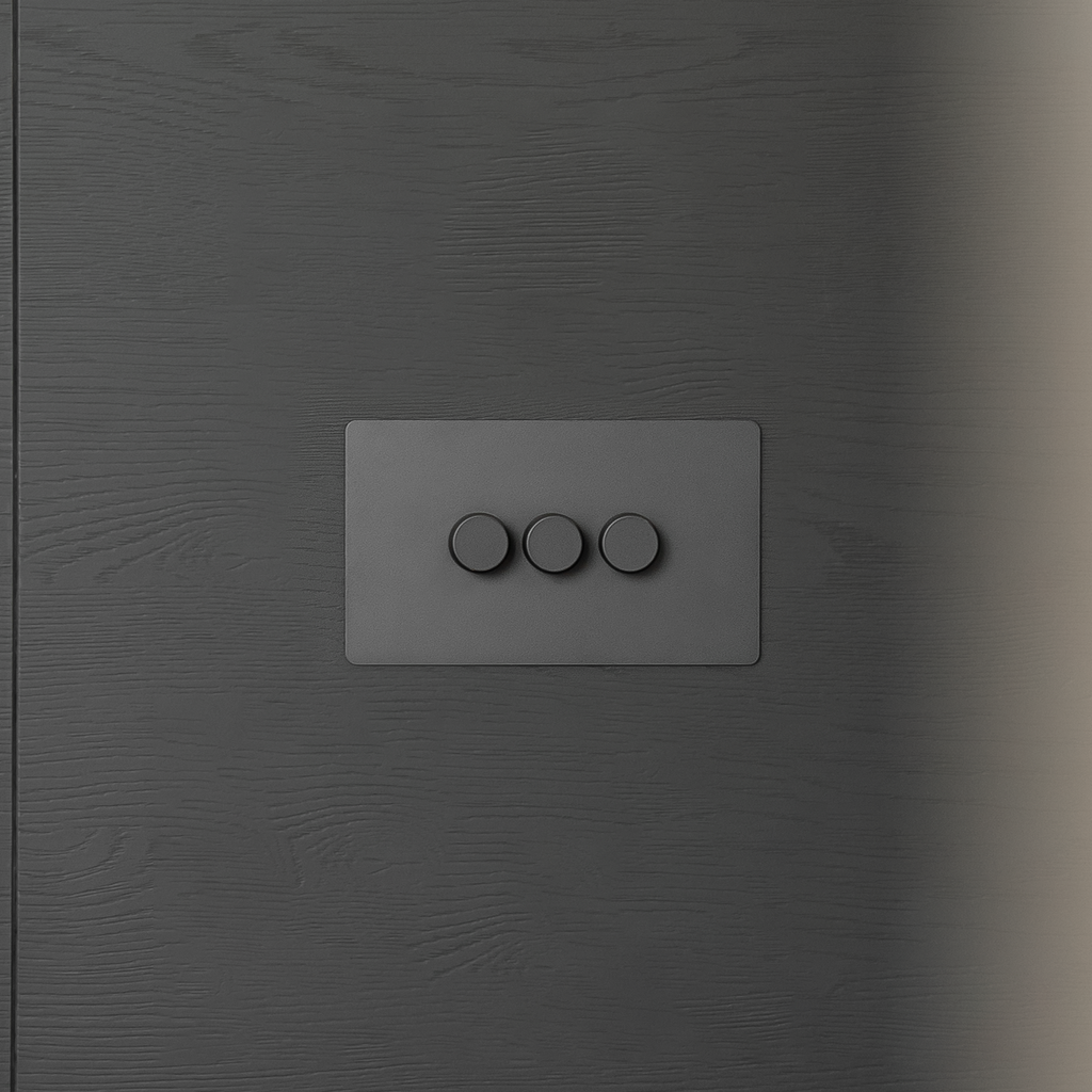 black steel 3 gang dimmer and switch 0-10v