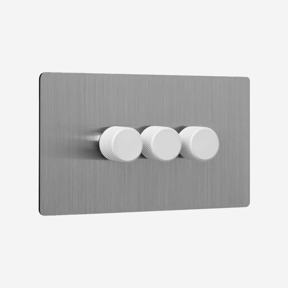 Solid Stainless Steel Multi-Way Dimmer Switch (1–4 Gang)