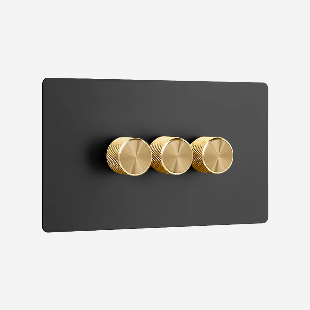 0–10V Dimmer Switch – Matt Black (1–4 Gang)