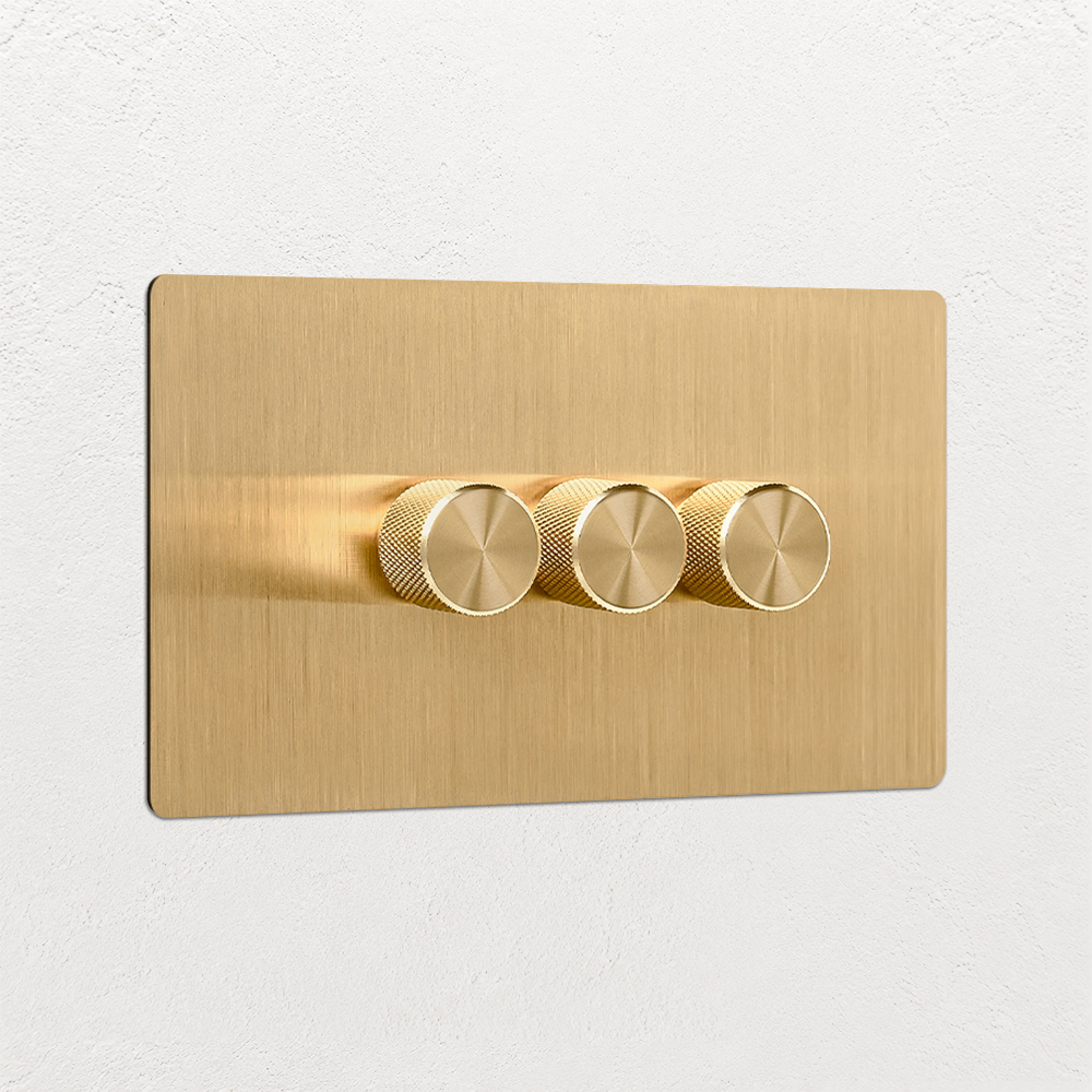 Smart Dimmer Switch - Solid Brushed Brass 1-4 Gang