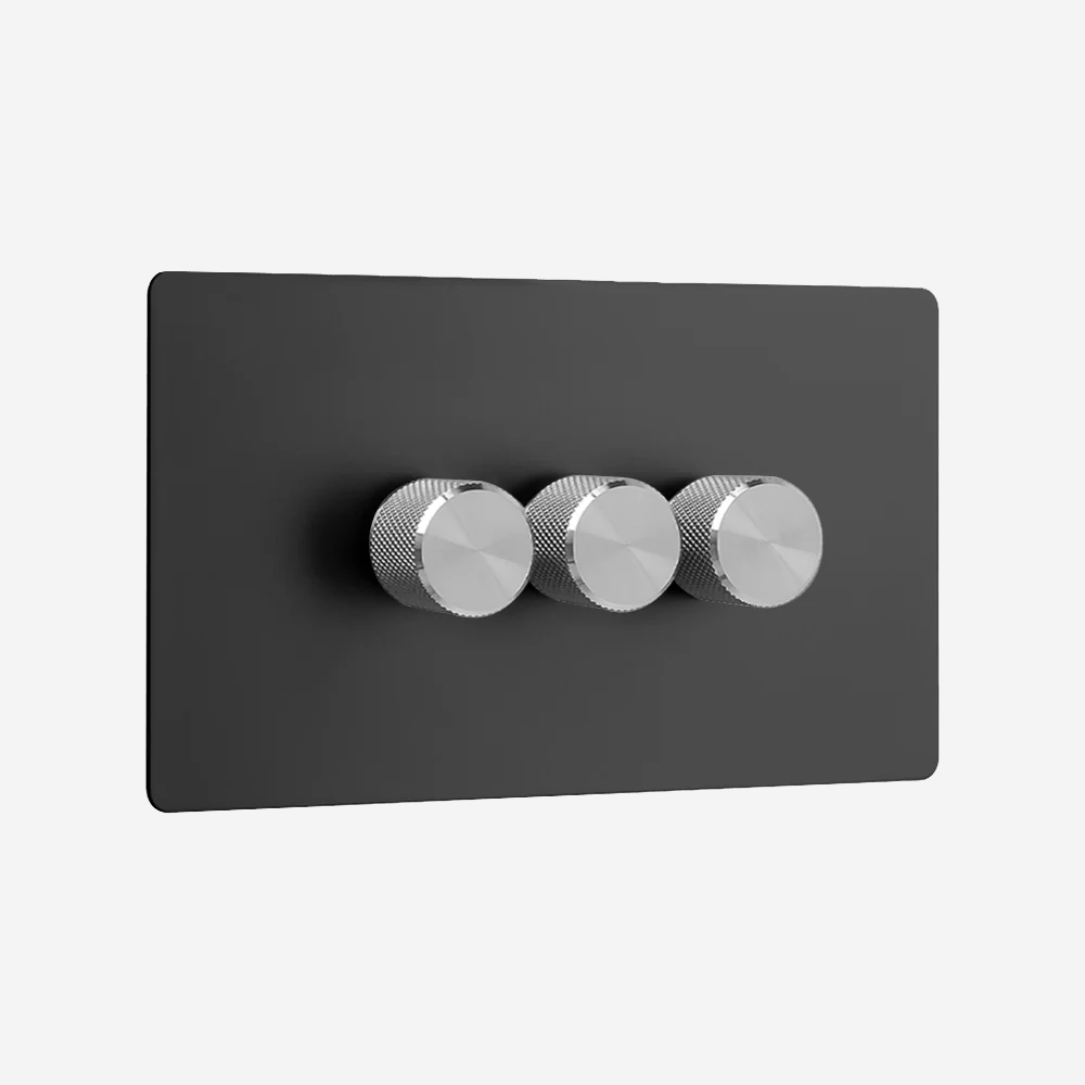 0–10V Dimmer Switch – Matt Black (1–4 Gang)