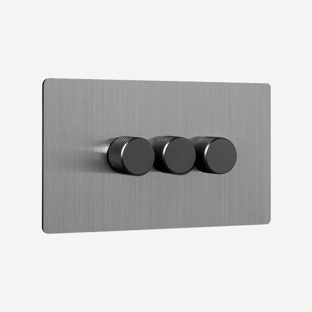Solid Stainless Steel Multi-Way Dimmer Switch (1–4 Gang)