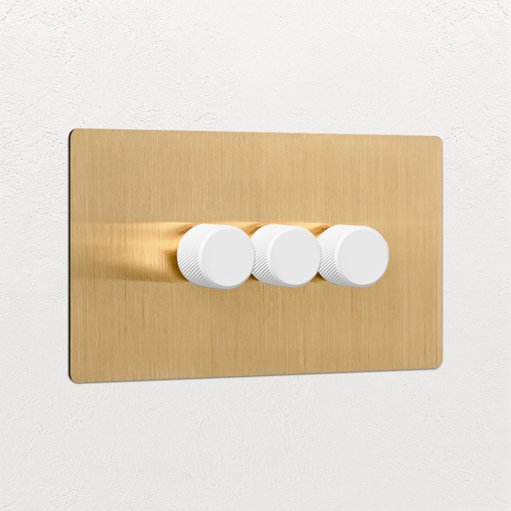 Smart Dimmer Switch - Solid Brushed Brass 1-4 Gang
