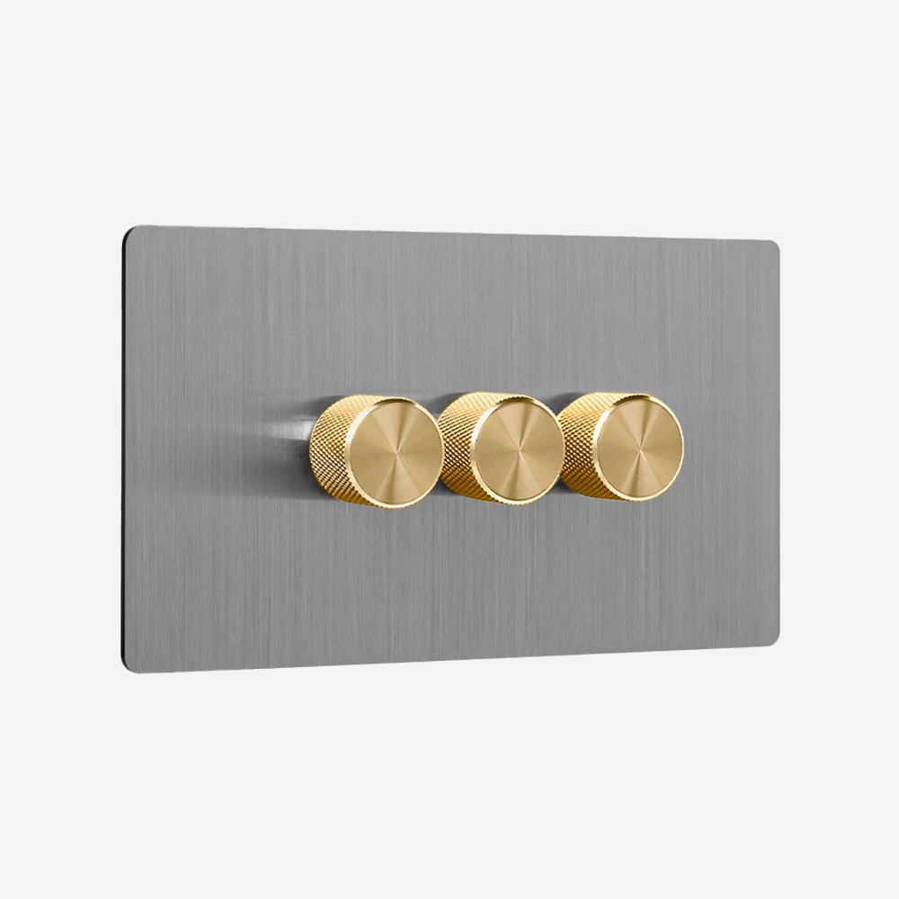 Solid Stainless Steel Multi-Way Dimmer Switch (1–4 Gang)