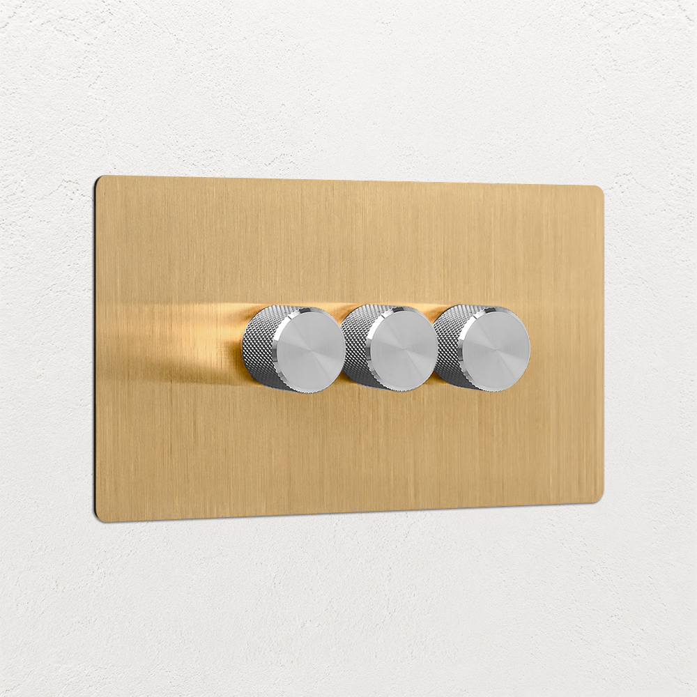 Smart Dimmer Switch - Solid Brushed Brass 1-4 Gang