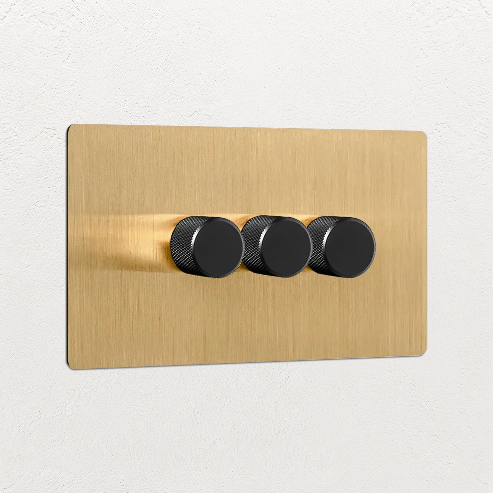 Smart Dimmer Switch - Solid Brushed Brass 1-4 Gang