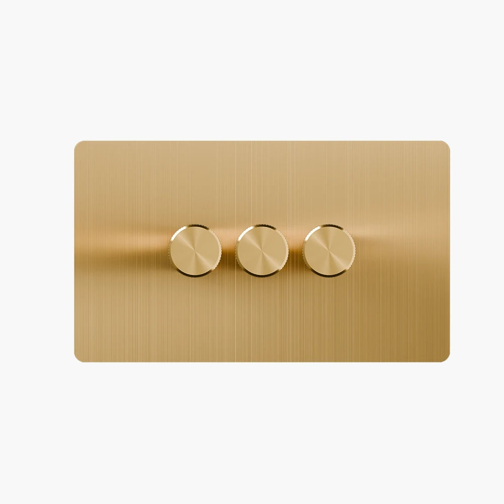Smart Dimmer Switch - Solid Brushed Brass 1-4 Gang
