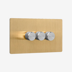 Solid Brushed Brass Multi-Way Dimmer Switch (1–4 Gang)