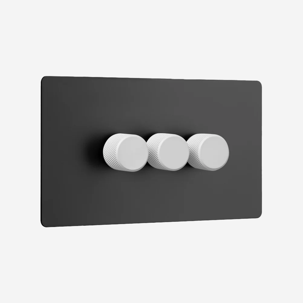 0–10V Dimmer Switch – Matt Black (1–4 Gang)