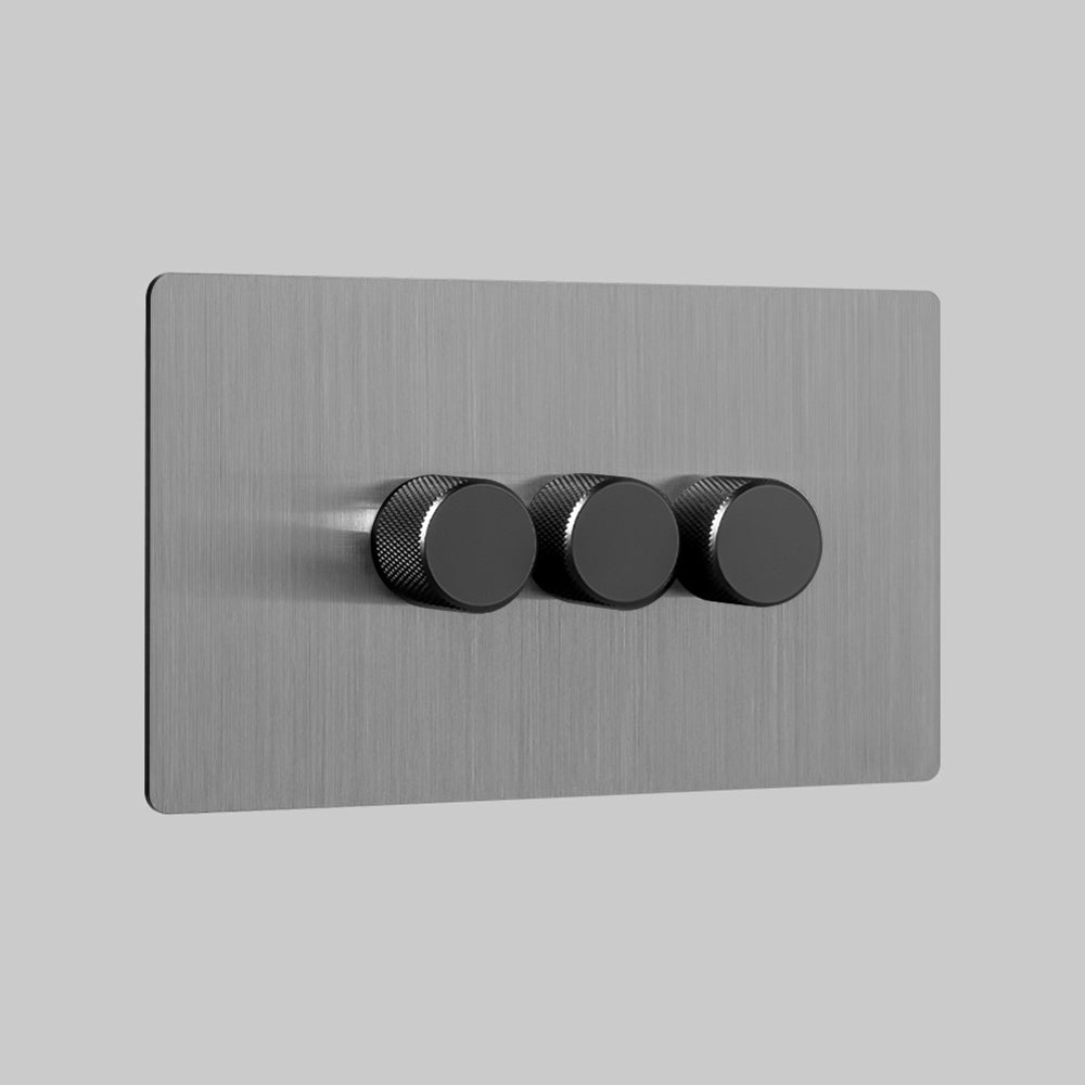 3_Gang_Black(steel 3 gang multiway dimmer switch)