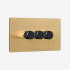 Solid Brushed Brass Multi-Way Dimmer Switch (1–4 Gang)