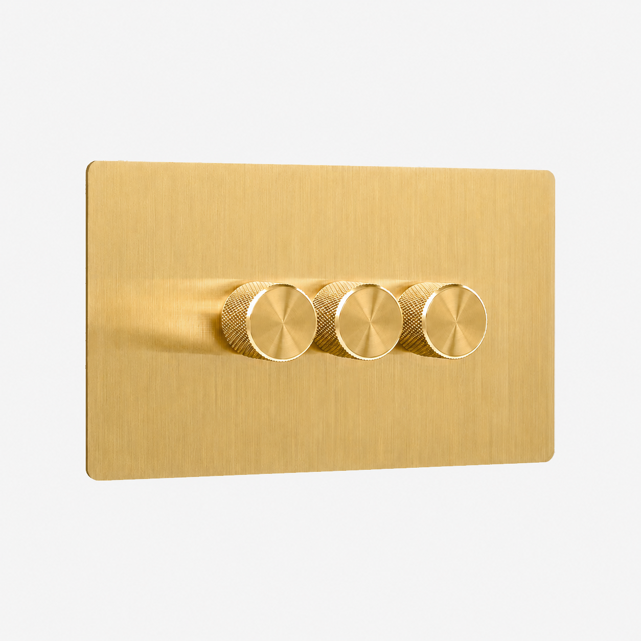 Dimmer Switch – Solid Brushed Brass (1–4 Gang)