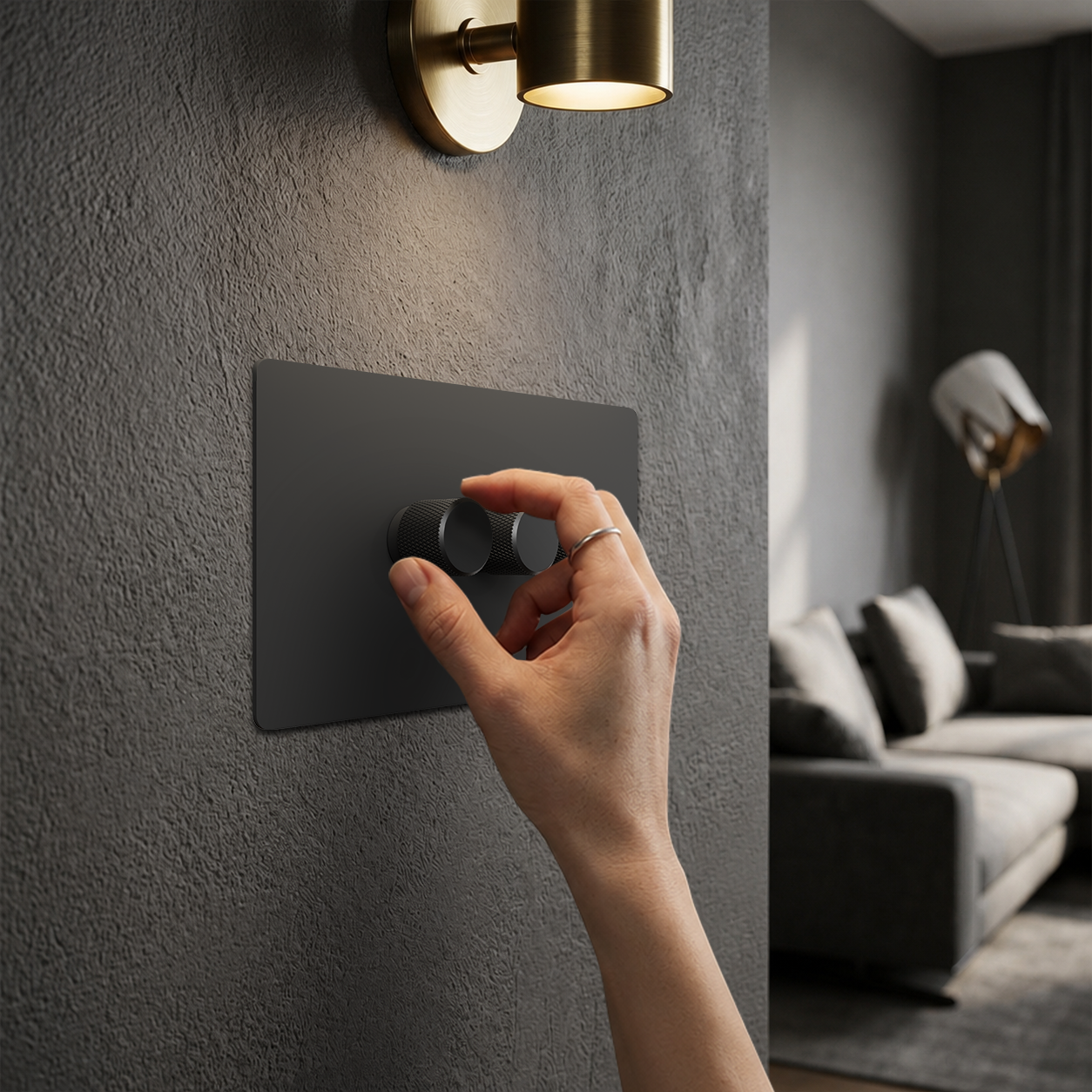 Zigbee Smart Dimmer Switch – Matt Black (1–4 Gang)