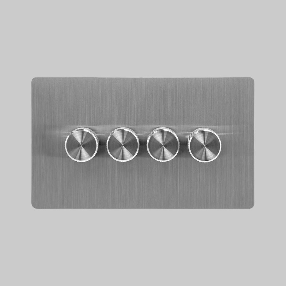 brushed steel 4 gang light switch 2 way