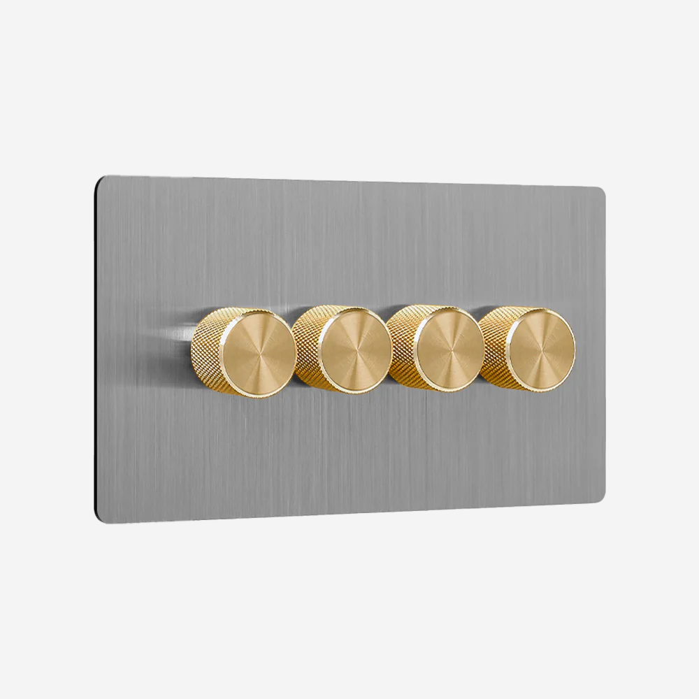 Solid Stainless Steel Multi-Way Dimmer Switch (1–4 Gang)