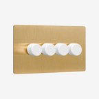 Solid Brushed Brass Multi-Way Dimmer Switch (1–4 Gang)