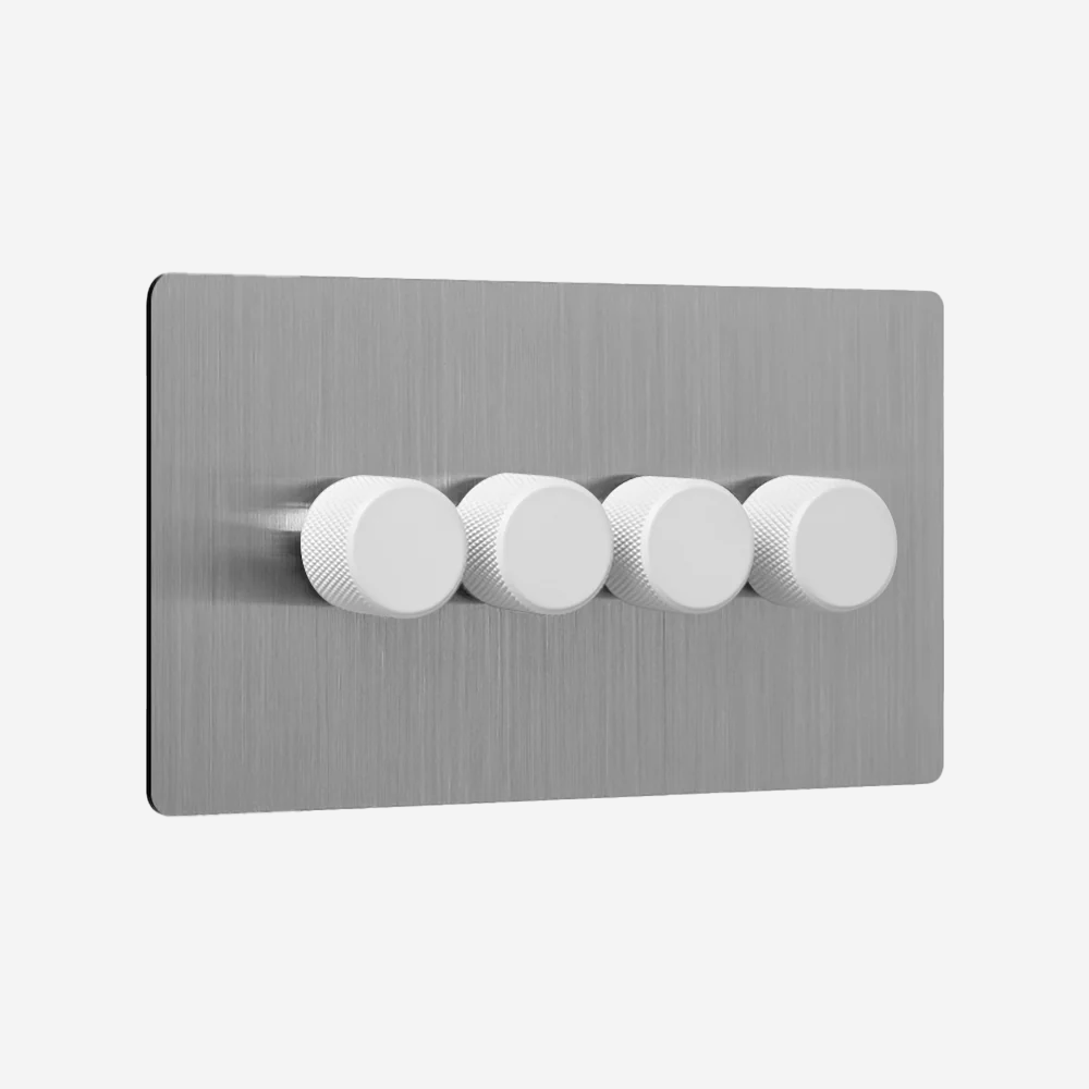 Solid Stainless Steel Multi-Way Dimmer Switch (1–4 Gang)