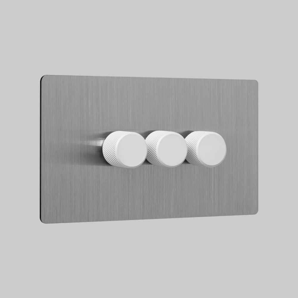 steel 3 gang dimmer switch 250W