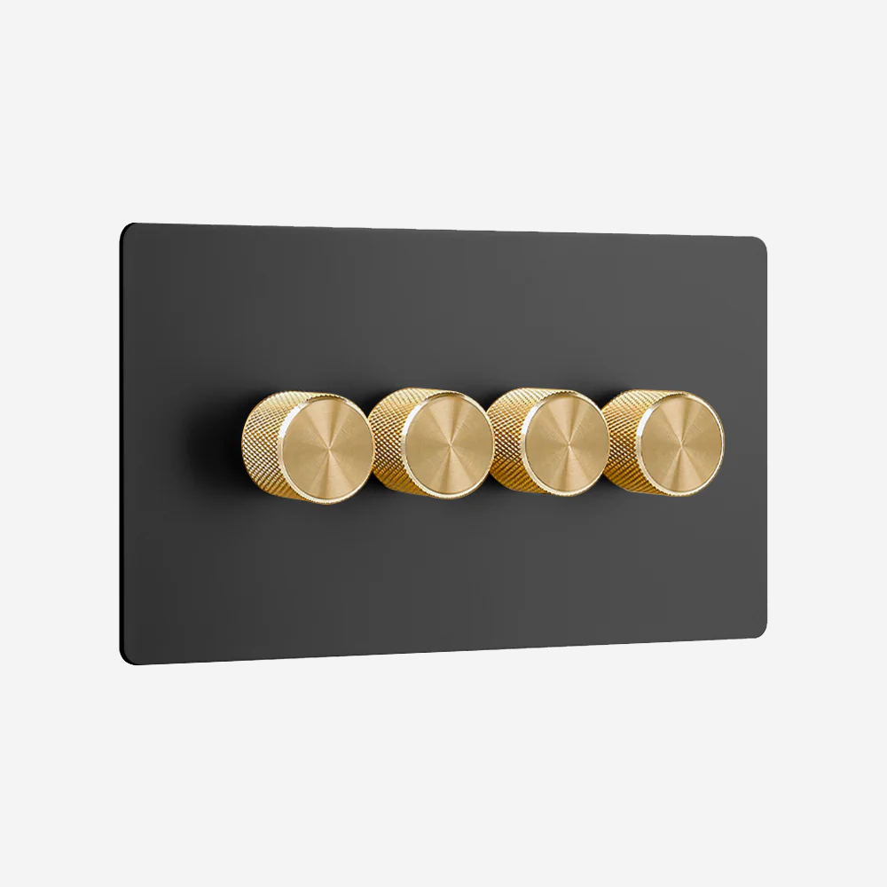 0–10V Dimmer Switch – Matt Black (1–4 Gang)