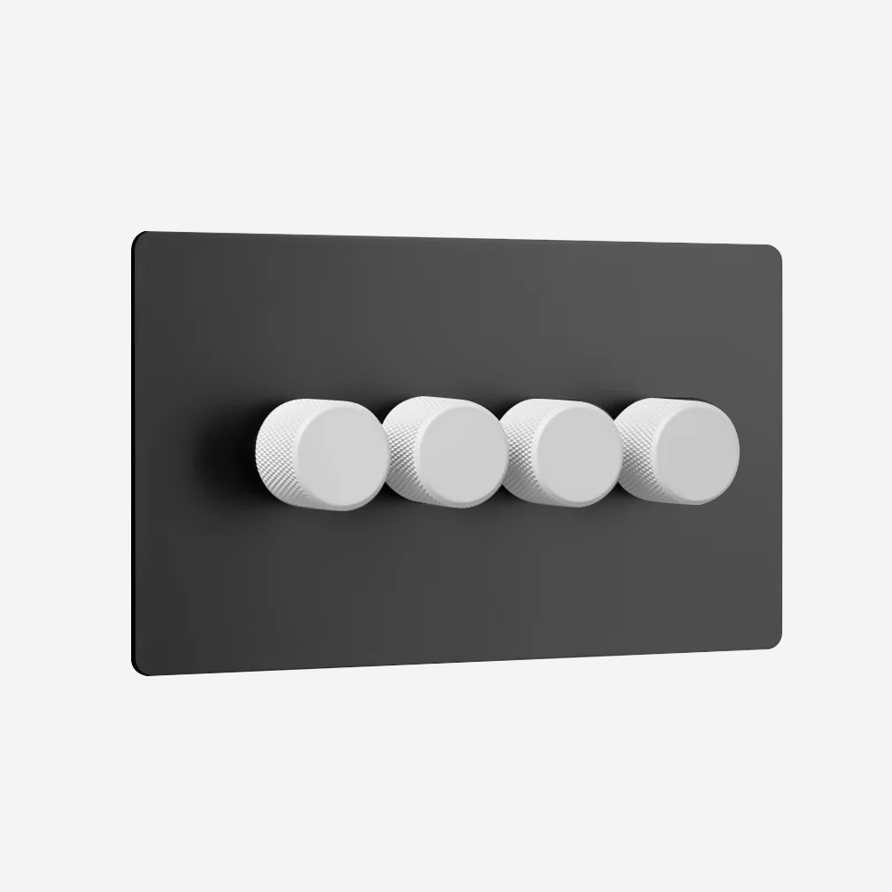 0–10V Dimmer Switch – Matt Black (1–4 Gang)
