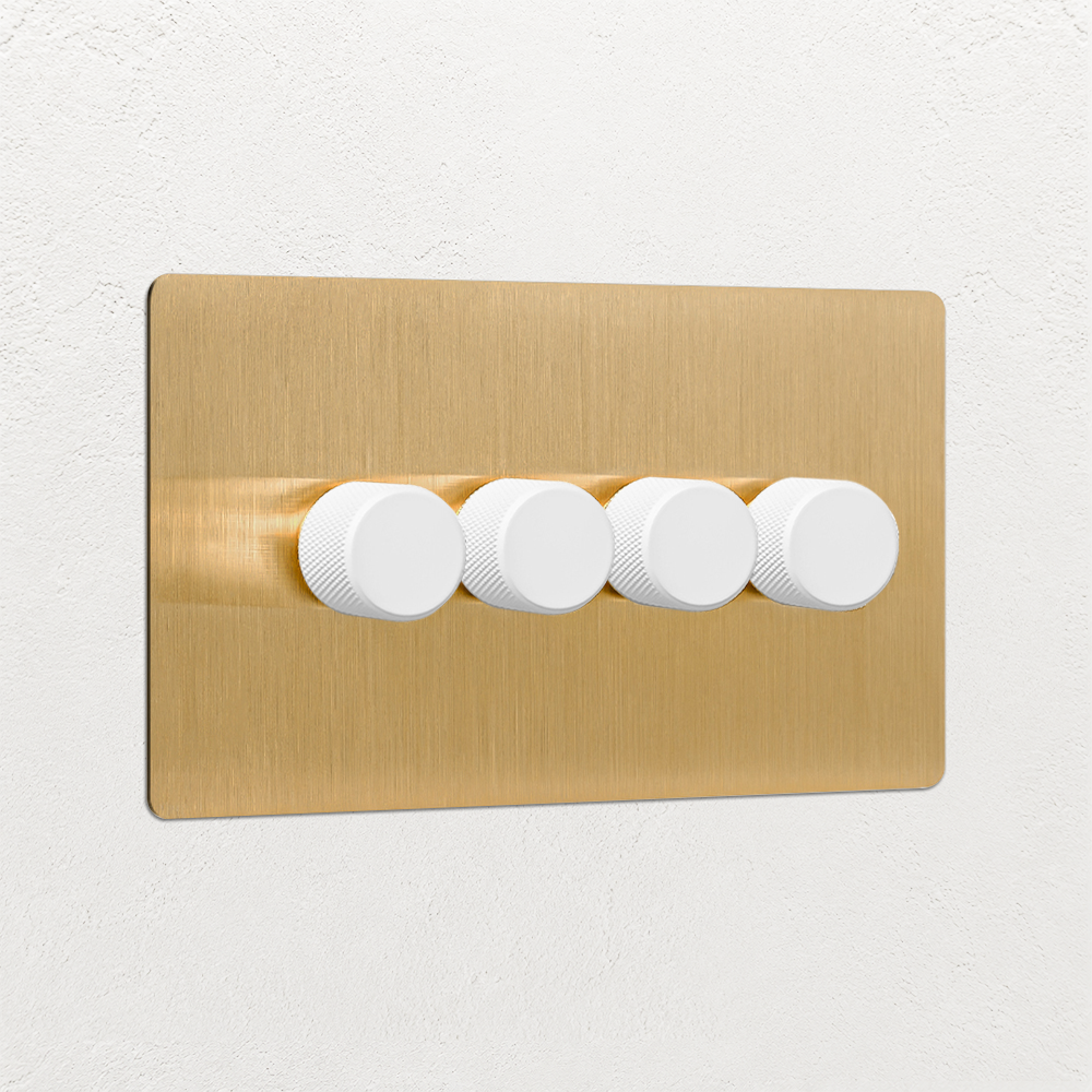 Smart Dimmer Switch - Solid Brushed Brass 1-4 Gang