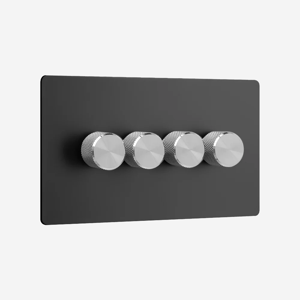 0–10V Dimmer Switch – Matt Black (1–4 Gang)