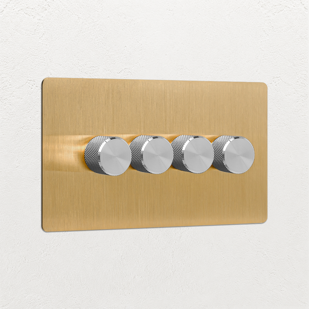 Smart Dimmer Switch - Solid Brushed Brass 1-4 Gang